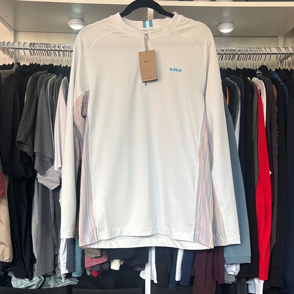 Nike White and Blue Long Sleeve